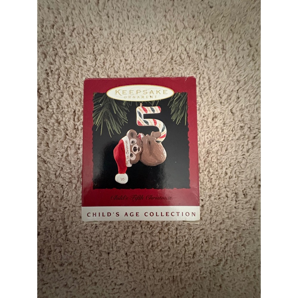 Hallmark Keepsake Ornament 1995 Child's Fifth Christmas Teddy Bear Age 5 QX5637